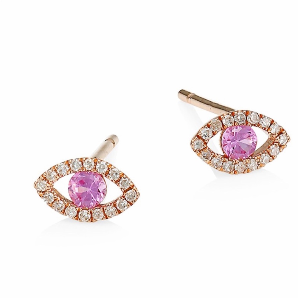 Pink sapphire diamond eye earrings